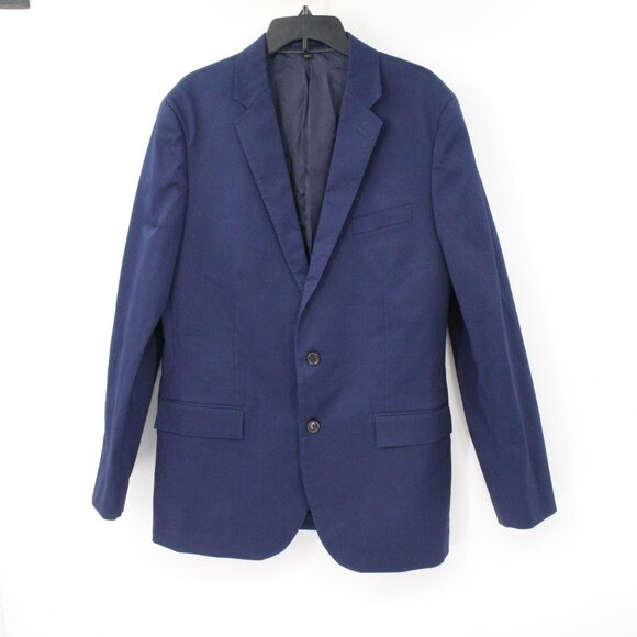 J Crew Sport Coat Mens 44L Ludlow larusmiani Two Button Blue Cotton Stretch - Picture 1 of 15